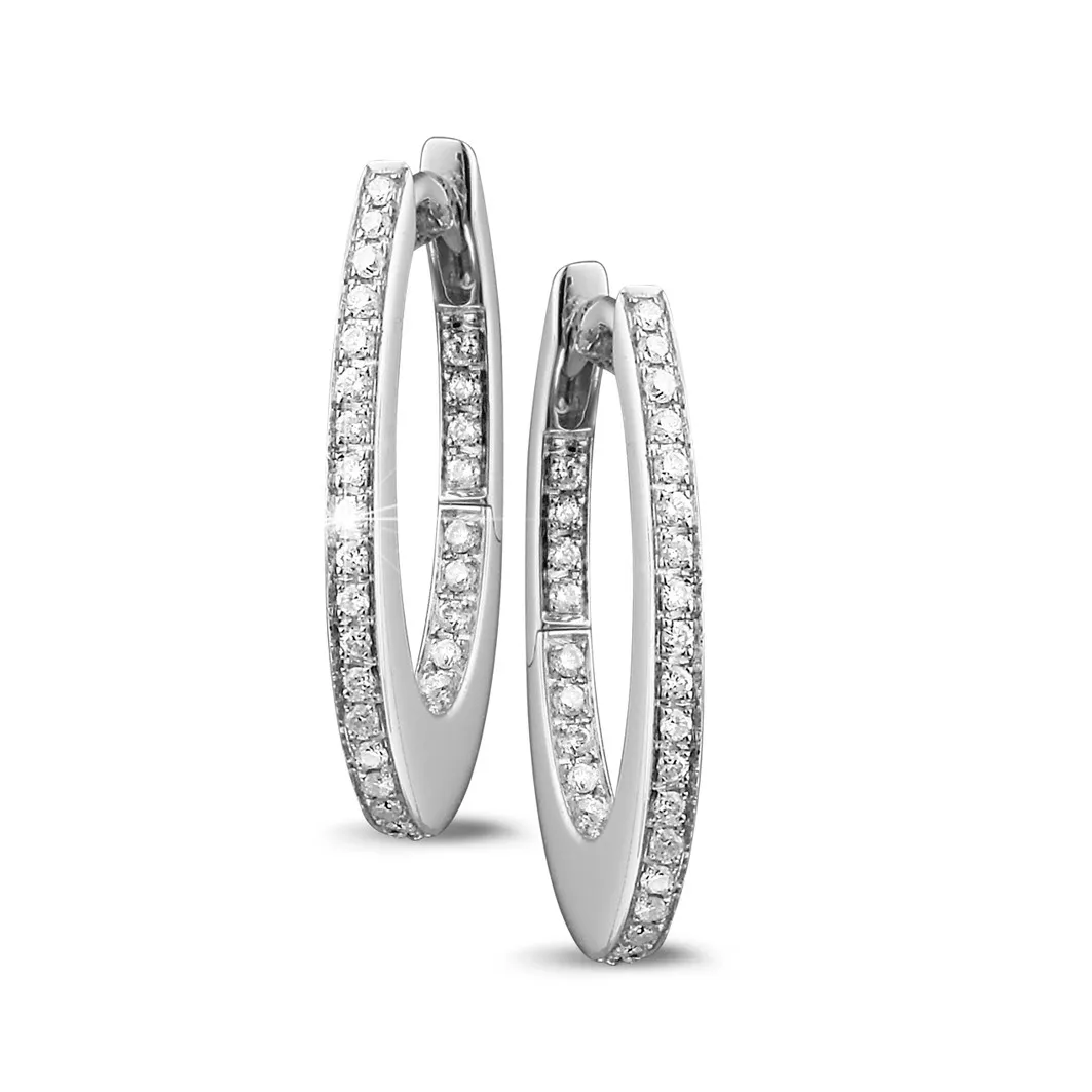 0.22 quilates criollas (pendientes) diamantes en oro blanco 