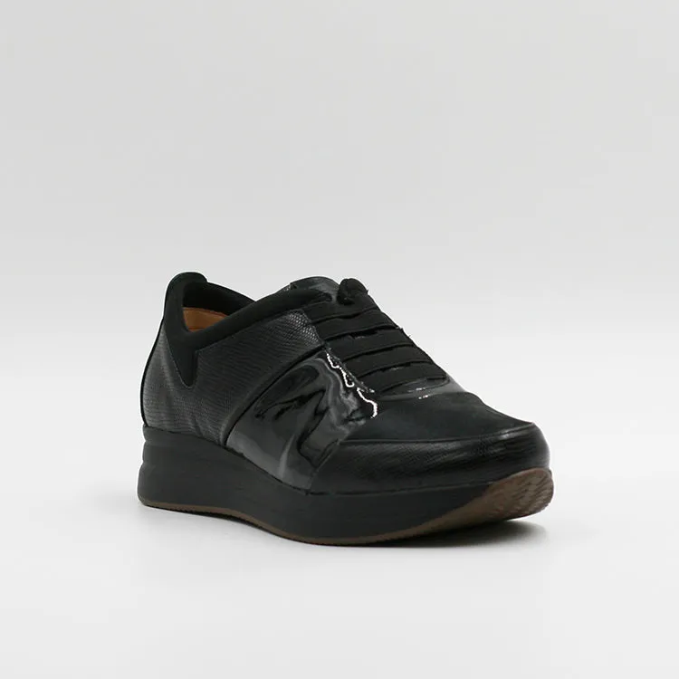 24 Hrs Zapatillas C/Cordón y Elástico Negro Mujer Casual