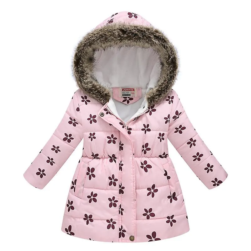 Abrigo de invierno para niña Chaqueta con capucha para niños Parka con estampado de flores Ropa exterior