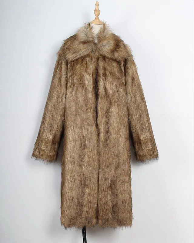 Abrigo de piel sintética de invierno para mujer, abrigo de talla grande, largo, delgado, grueso, cálido, chaqueta peluda, ropa d