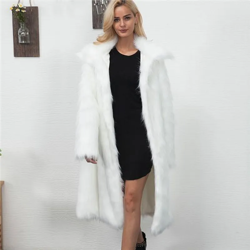Abrigo de piel sintética de invierno para mujer, abrigo de talla grande, largo, delgado, grueso, cálido, chaqueta peluda, ropa d