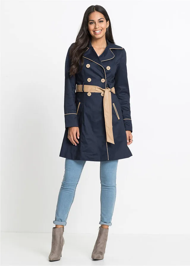 Abrigo gabardina de doble botonadura Azul marino