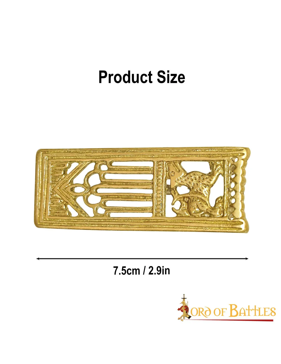 Accesorio medieval león en latón decorativo para cinturón
