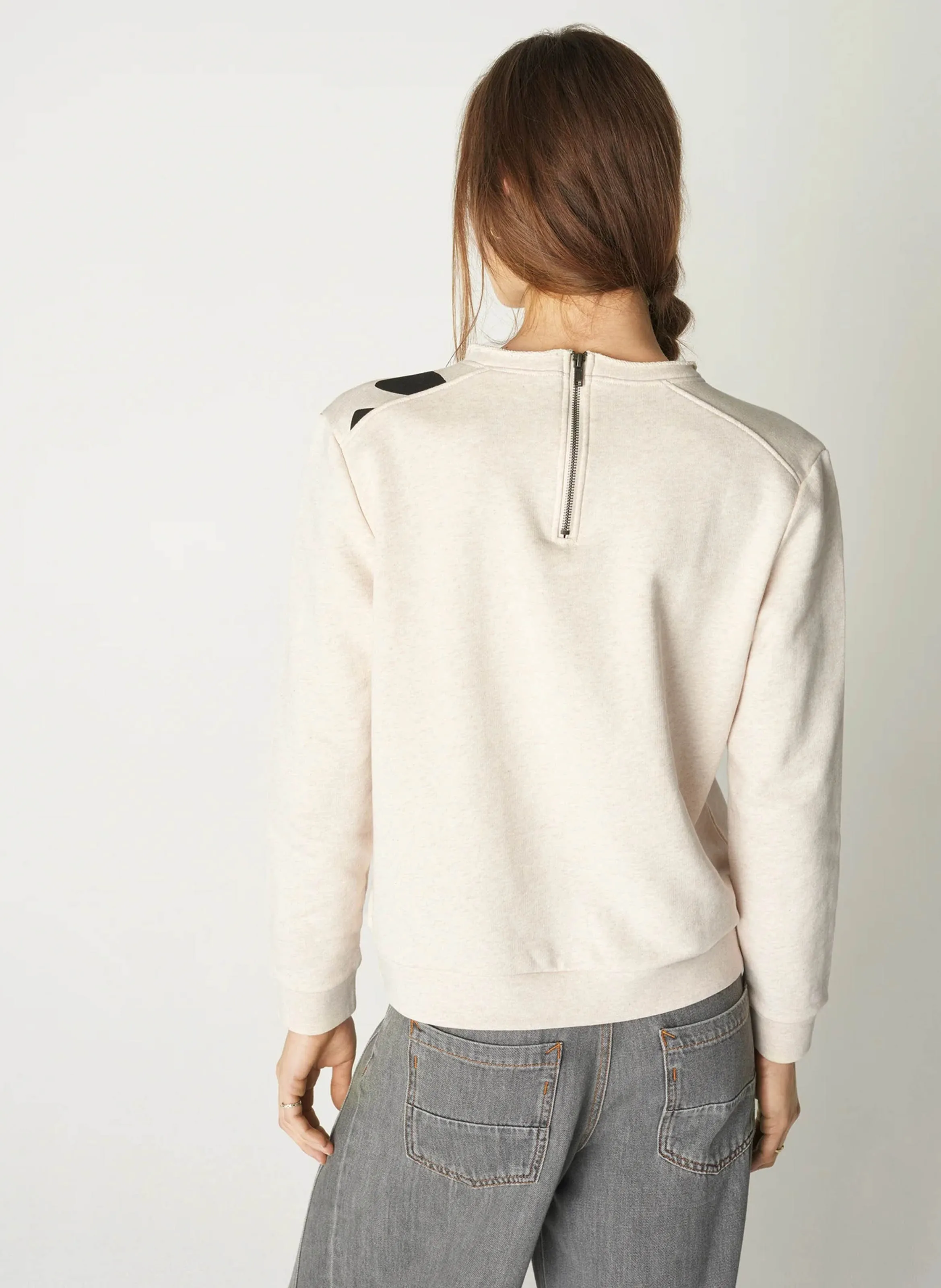 ACOTE Jersey recto de algodón con cuello redondo en blanco