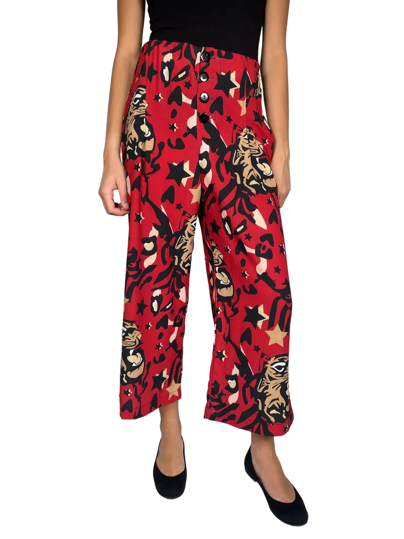 ADHORADA Pantalon Rojo Estampado
