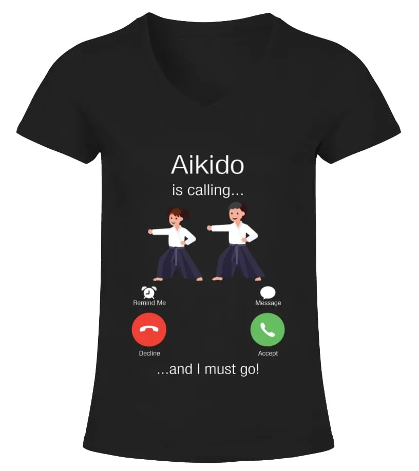 Aikido Camiseta Feminina com gola em V