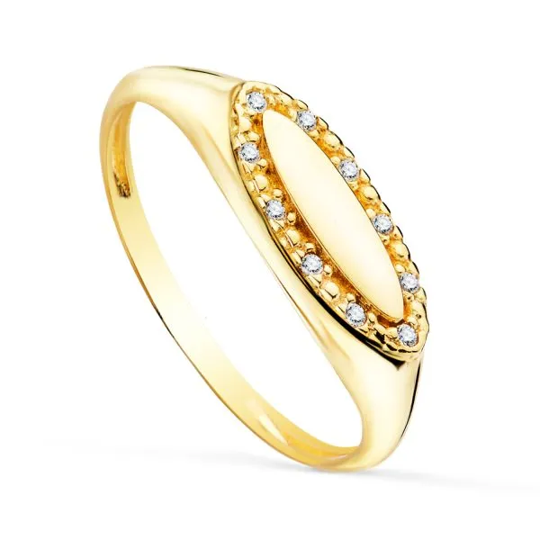 Anillo Oro Sello Circonitas
