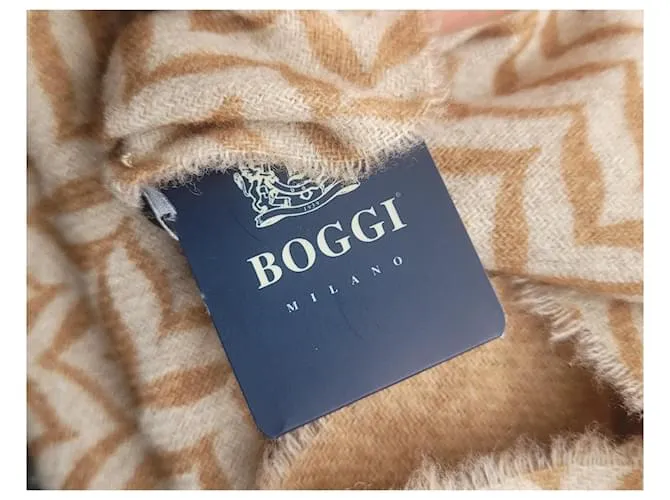 Autre Marque Boggi Milano robó bufanda nuevo Beige Marrón claro 