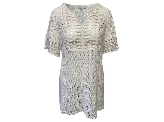 Autre Marque Vestido de cóctel de encaje Miguelina en algodón blanco 
