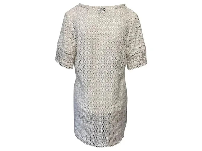 Autre Marque Vestido de cóctel de encaje Miguelina en algodón blanco 