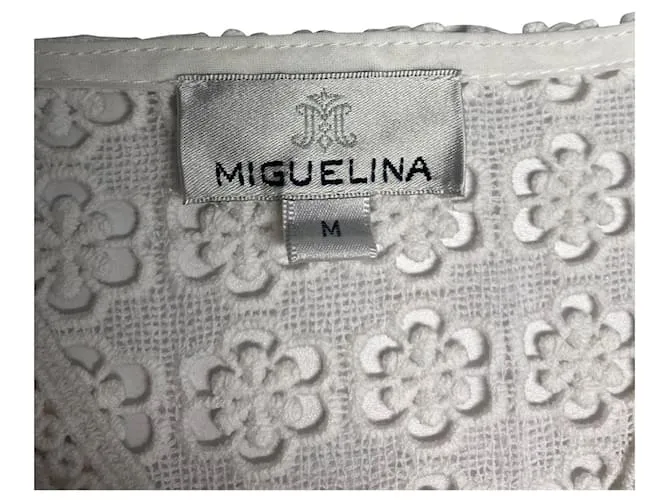 Autre Marque Vestido de cóctel de encaje Miguelina en algodón blanco 