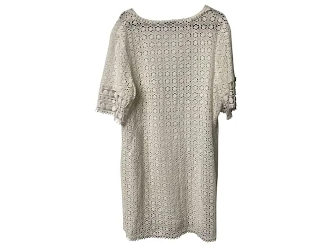 Autre Marque Vestido de cóctel de encaje Miguelina en algodón blanco 