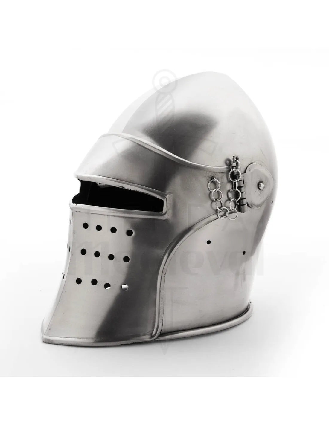 Bacinete medieval con visera desmontable, siglo XV