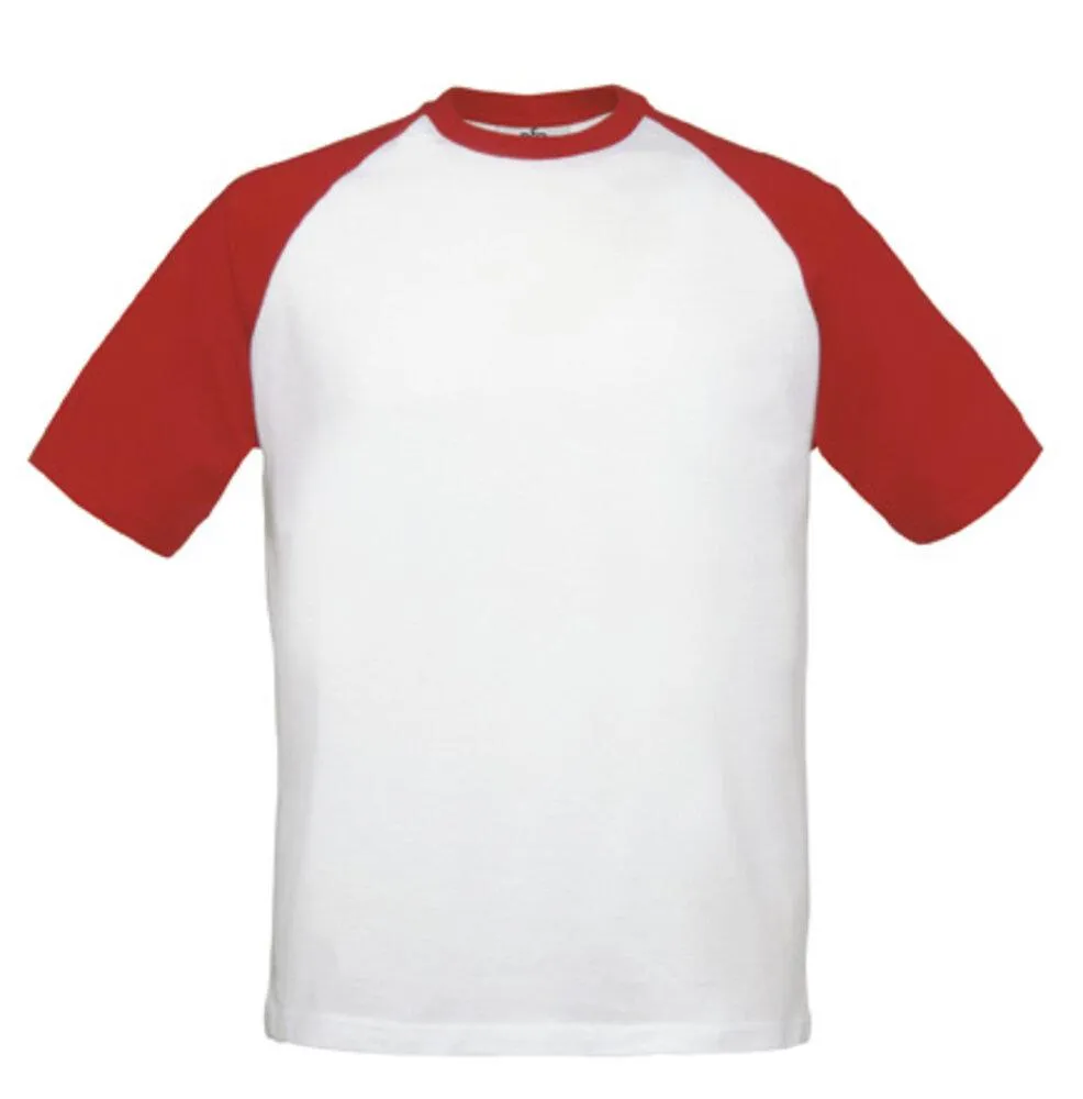 B&C BC230  CAMISETA BASEBALL  BLANCO / ROJO