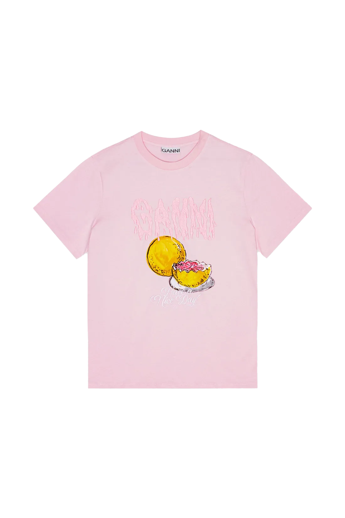 BASIC JERSEY GRAPEFRUIT RELAXED TSHIRT GANNI