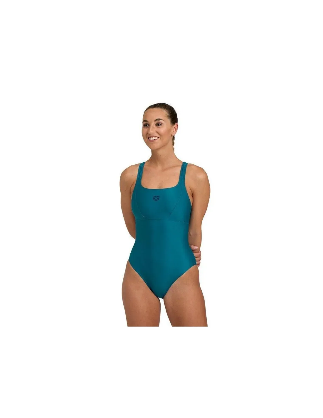 Bañador de Natación Arena Solid Swimsuit Mujer Deep Teal