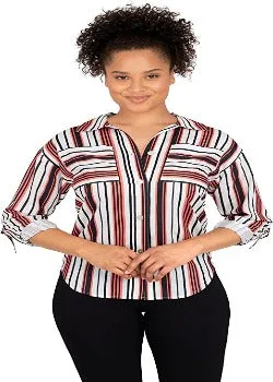 BLOUSE CORAL/WHITE/BLACK   RUBY RD