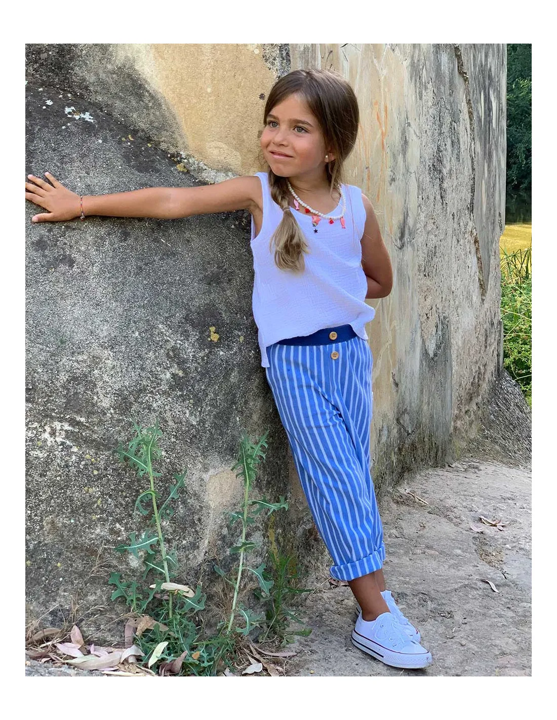 Blusa Camiseta Algodón Blanca Niña de Pilar Batanero
