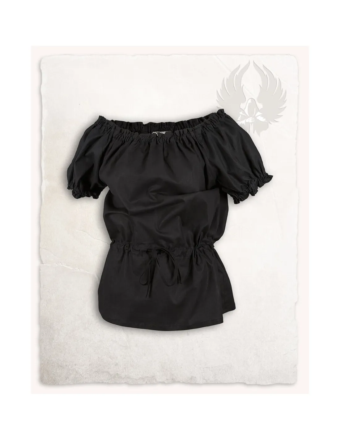 Blusa medieval algodón ligero modelo Kalina, negro