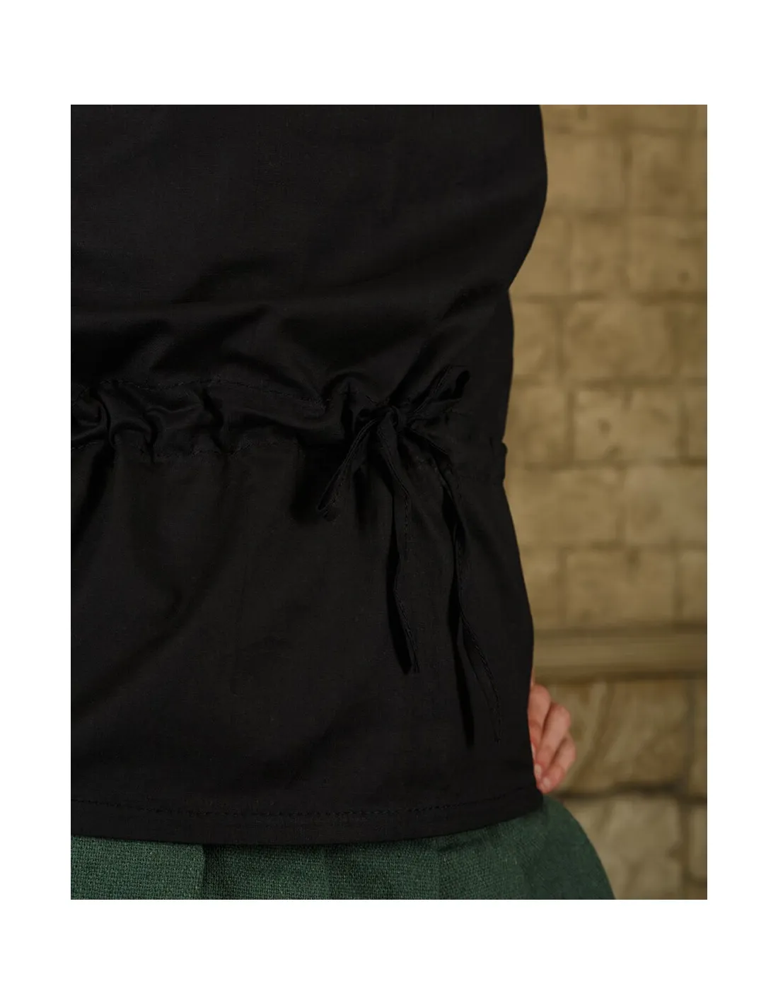 Blusa medieval algodón ligero modelo Kalina, negro