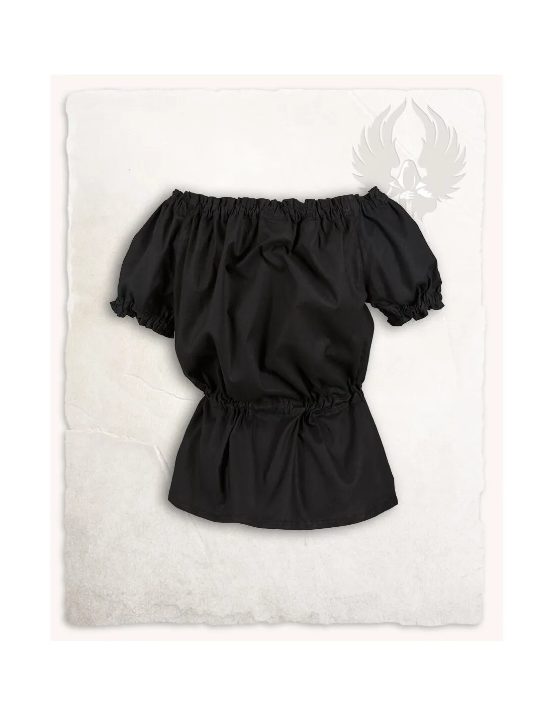 Blusa medieval algodón ligero modelo Kalina, negro
