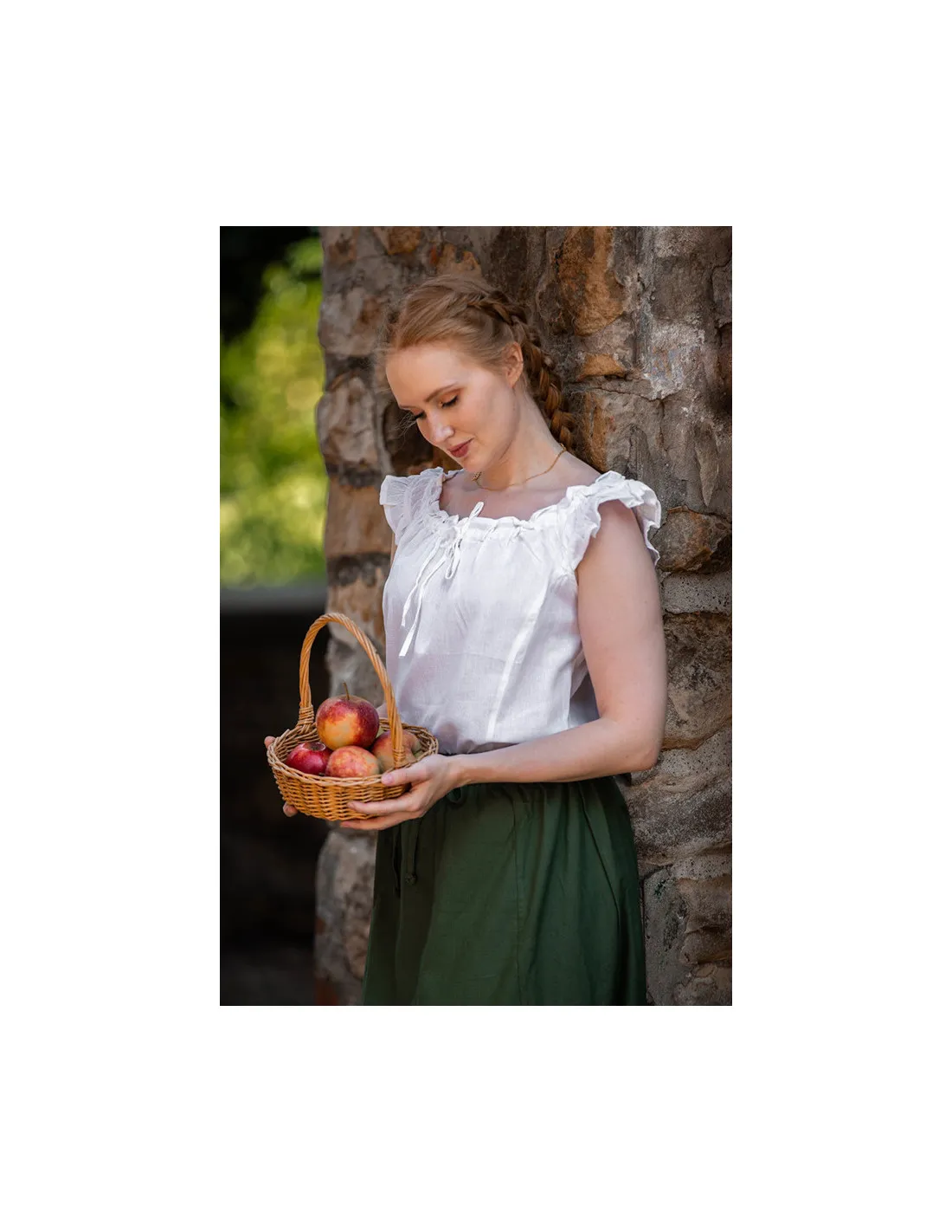 Blusa medieval de verano sin mangas Lotte, blanco