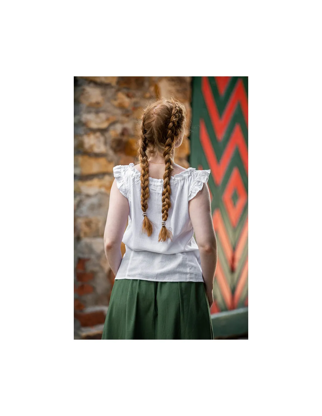 Blusa medieval de verano sin mangas Lotte, blanco