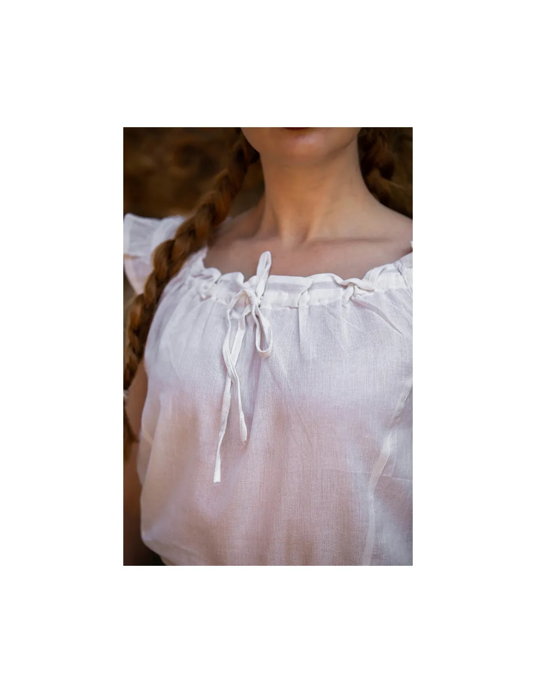 Blusa medieval de verano sin mangas Lotte, blanco
