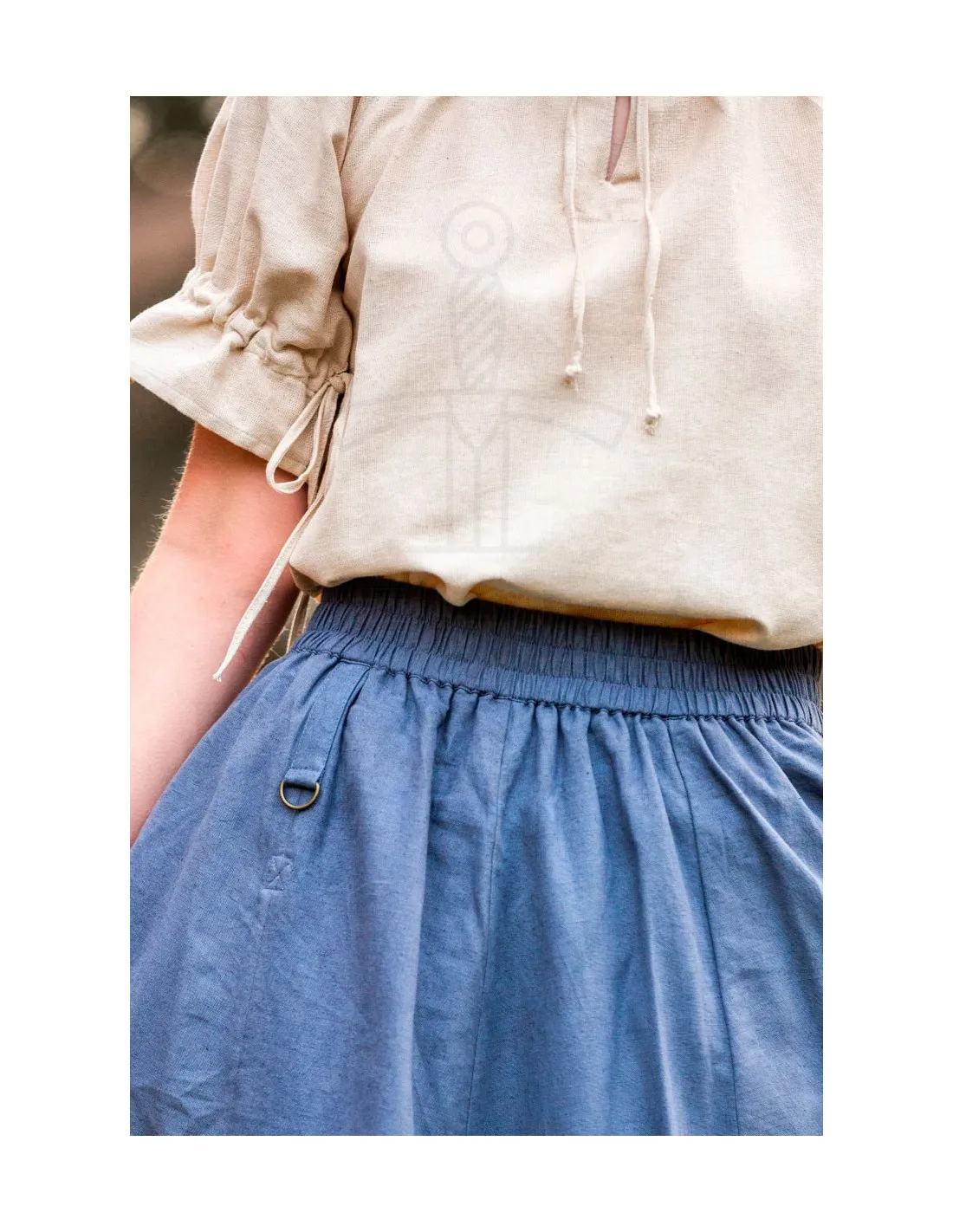 Blusa medieval manga corta modelo Verena, blanco natural