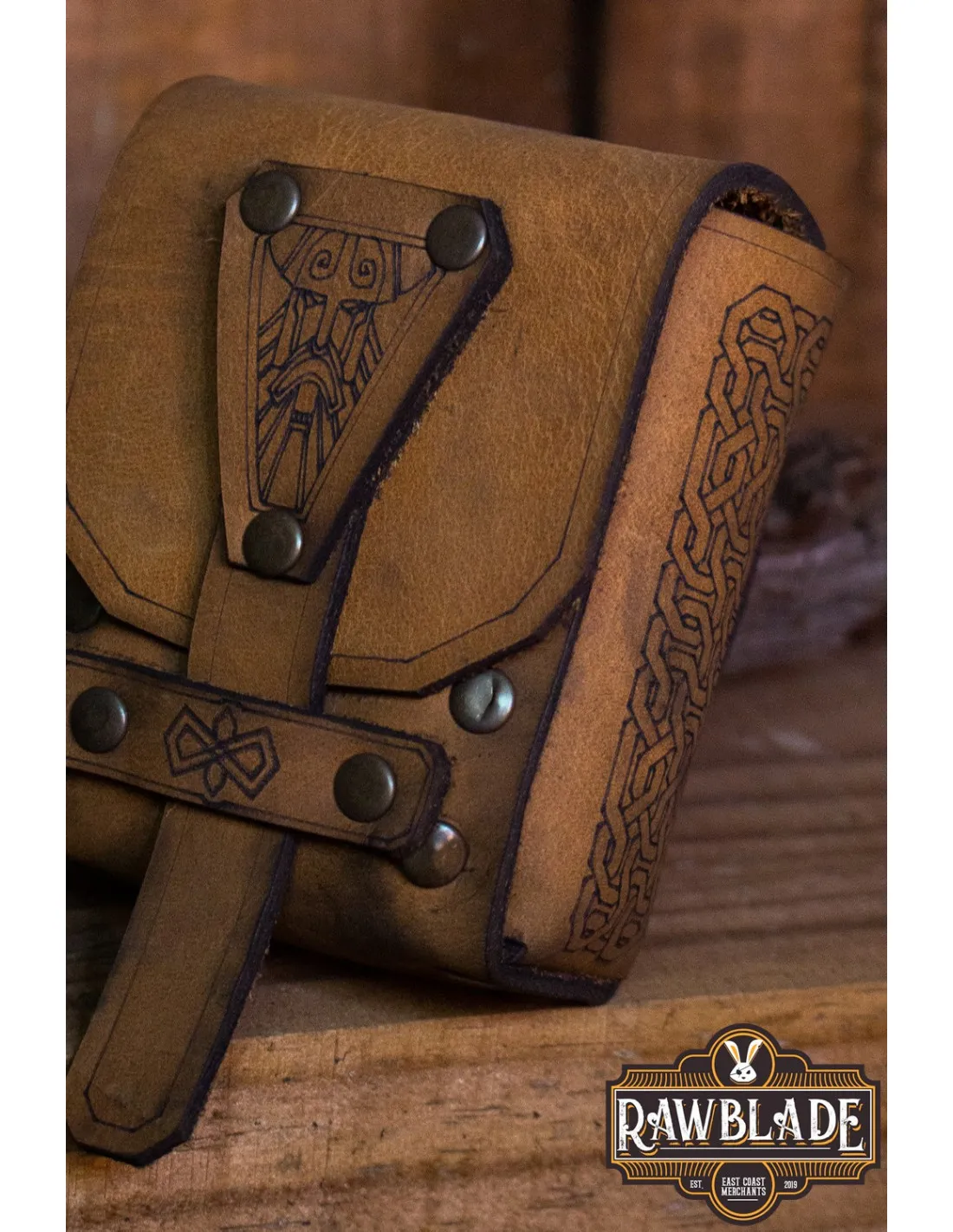 Bolsa Medieval Bormund en piel marrón (8,5x9x4 cm.)