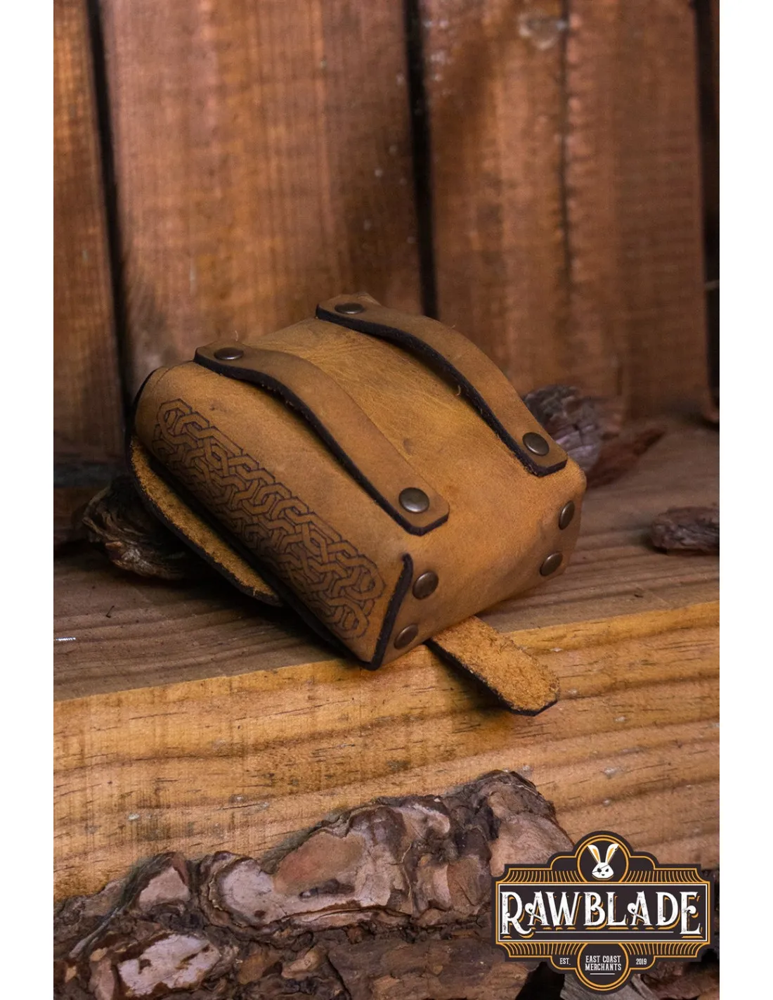 Bolsa Medieval Bormund en piel marrón (8,5x9x4 cm.)