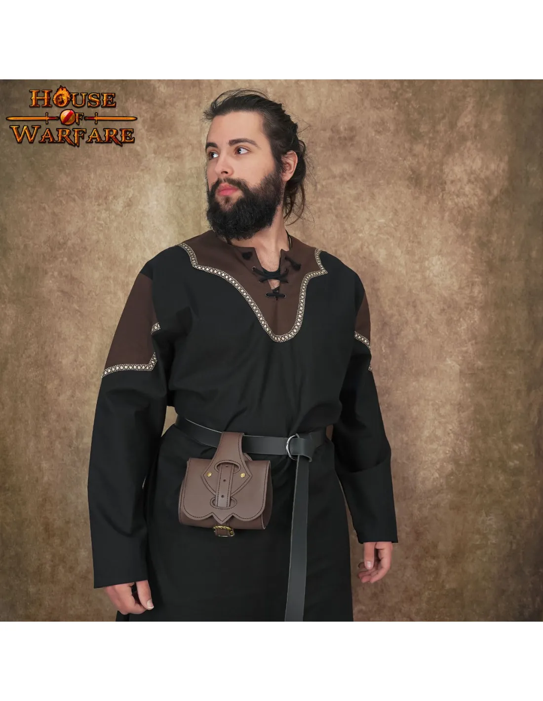 Bolsa riñonera medieval del hechicero en piel marrón
