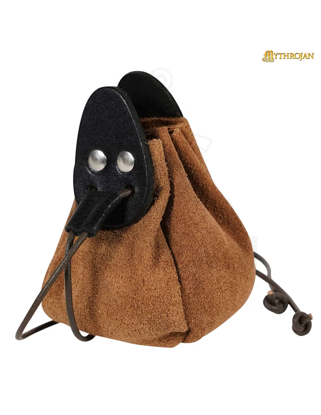 Bolsita medieval cuero marrón y negro para recreaciones