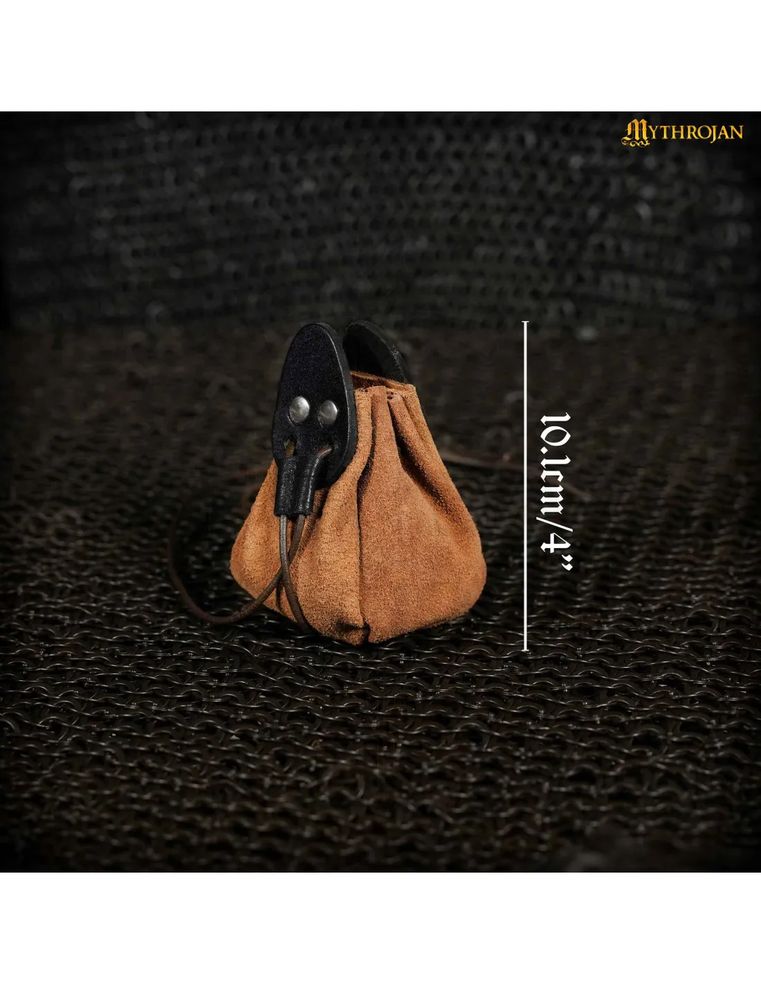 Bolsita medieval cuero marrón y negro para recreaciones
