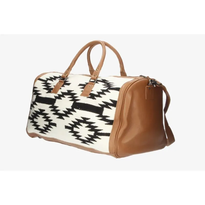 Bolso de viaje cuero con estampado étnico