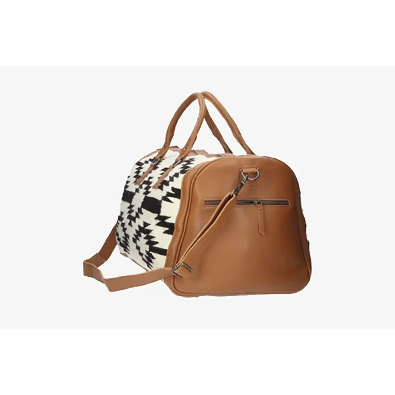 Bolso de viaje cuero con estampado étnico