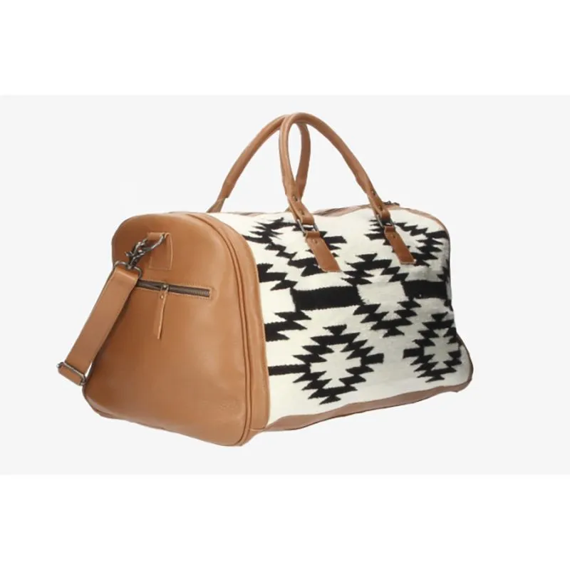 Bolso de viaje cuero con estampado étnico