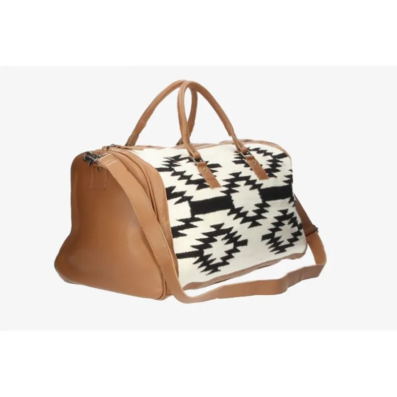 Bolso de viaje cuero con estampado étnico