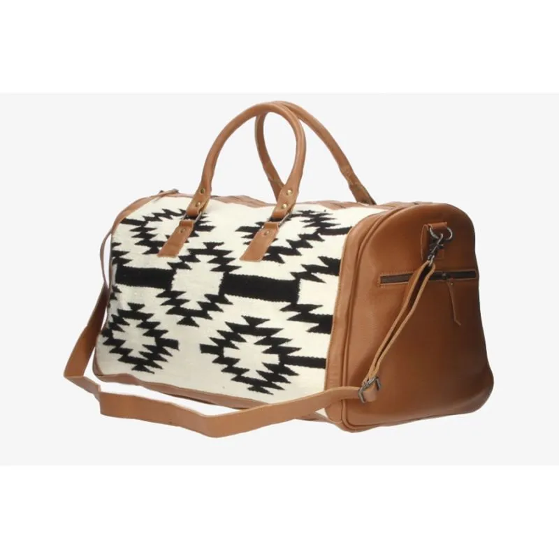 Bolso de viaje cuero con estampado étnico