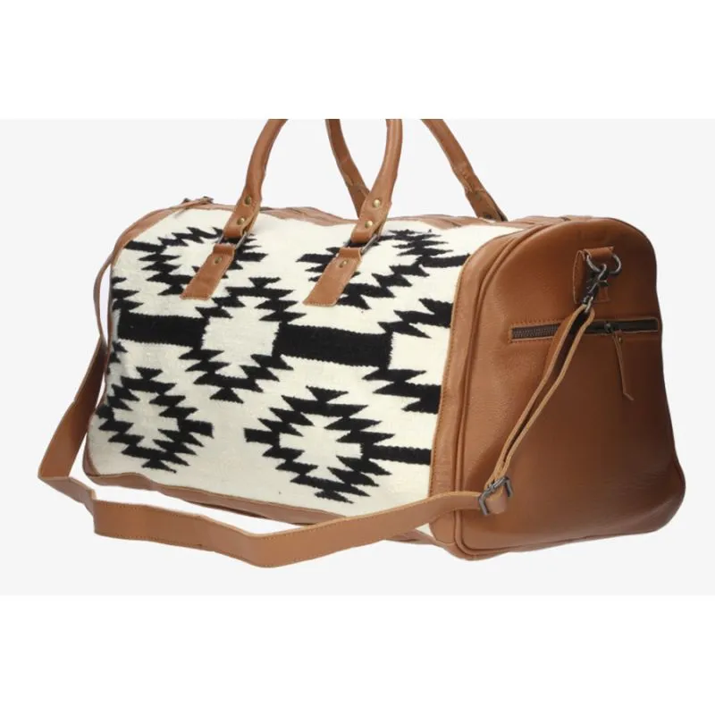 Bolso de viaje cuero con estampado étnico