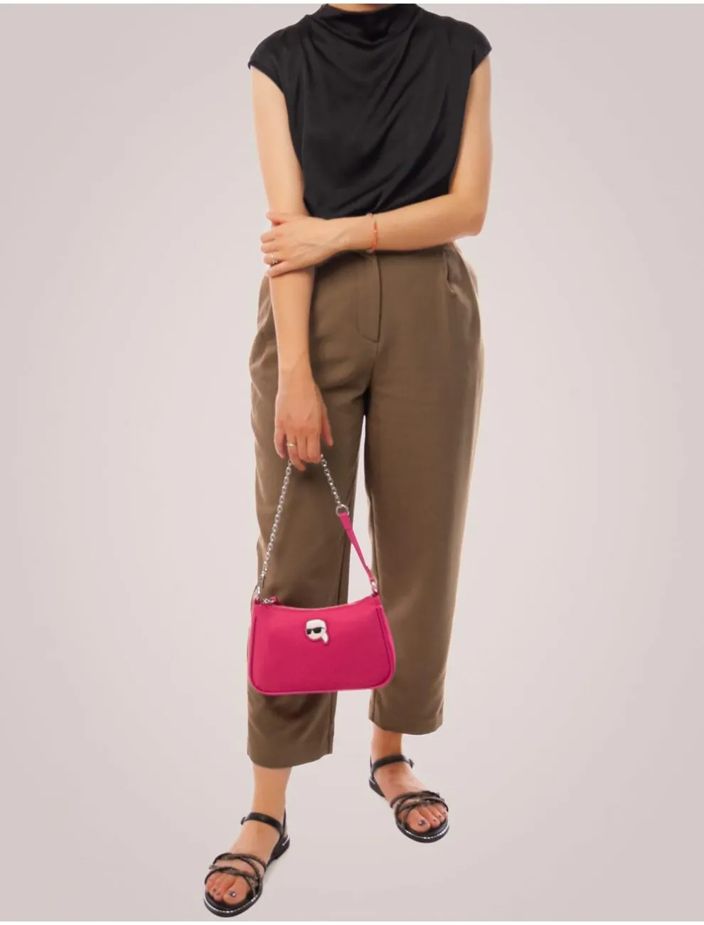 Bolso Karl Lagerfeld K/ikonik 2.0 Nylon Sm Zip Sb Fuxia