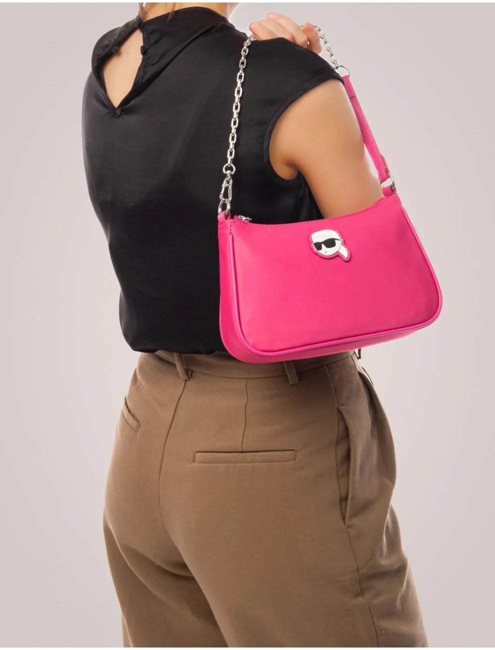 Bolso Karl Lagerfeld K/ikonik 2.0 Nylon Sm Zip Sb Fuxia
