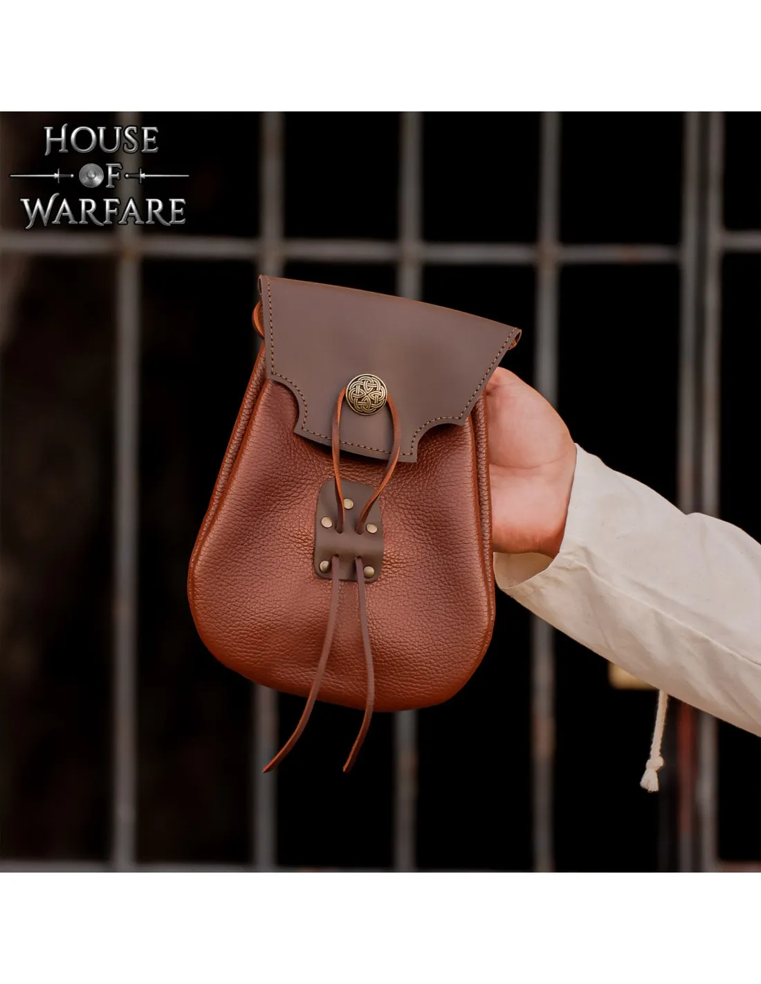 Bolso medieval del aventurero en cuero, para hombros