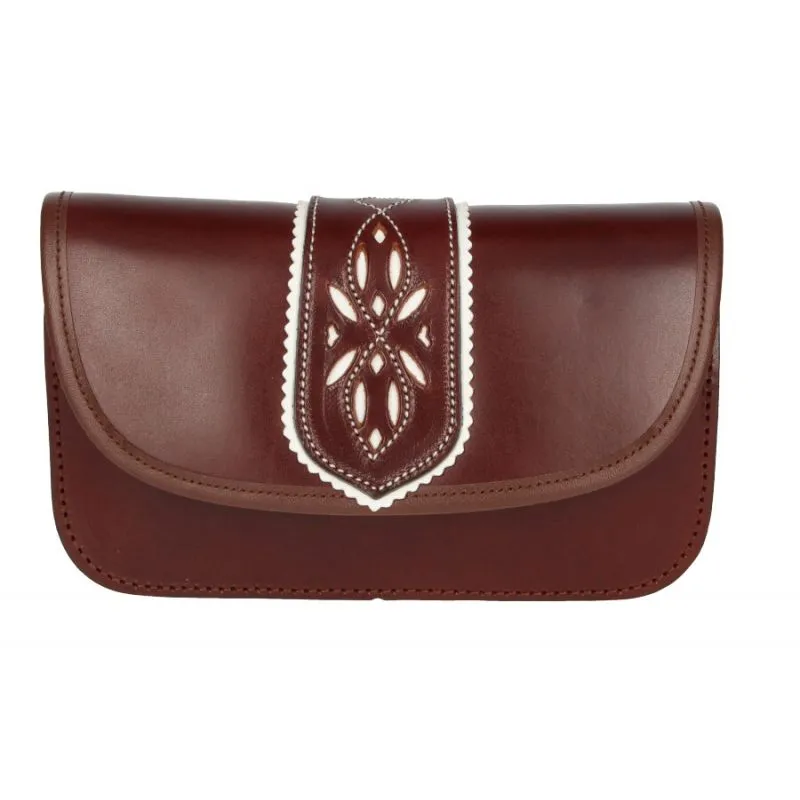 Bolso rociero cuero banda picada