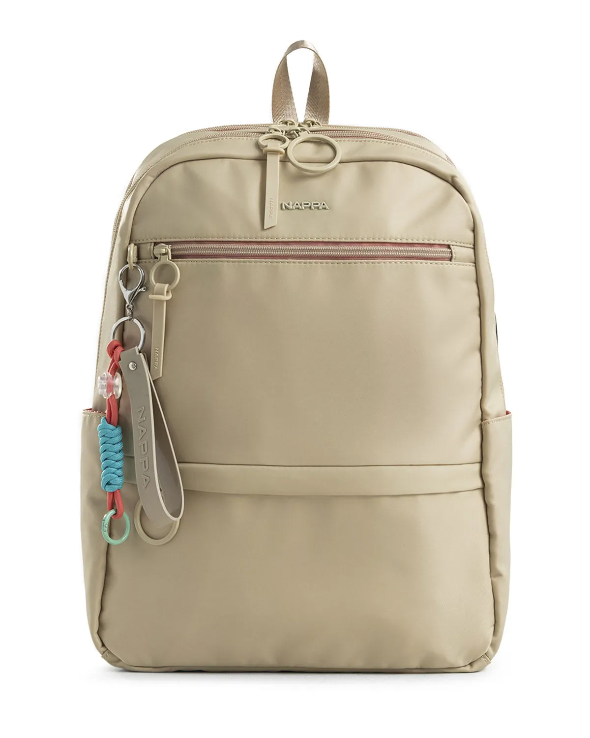 Bolso tipo morral grande con cierres translúcidos y herrajes metálicos pintados