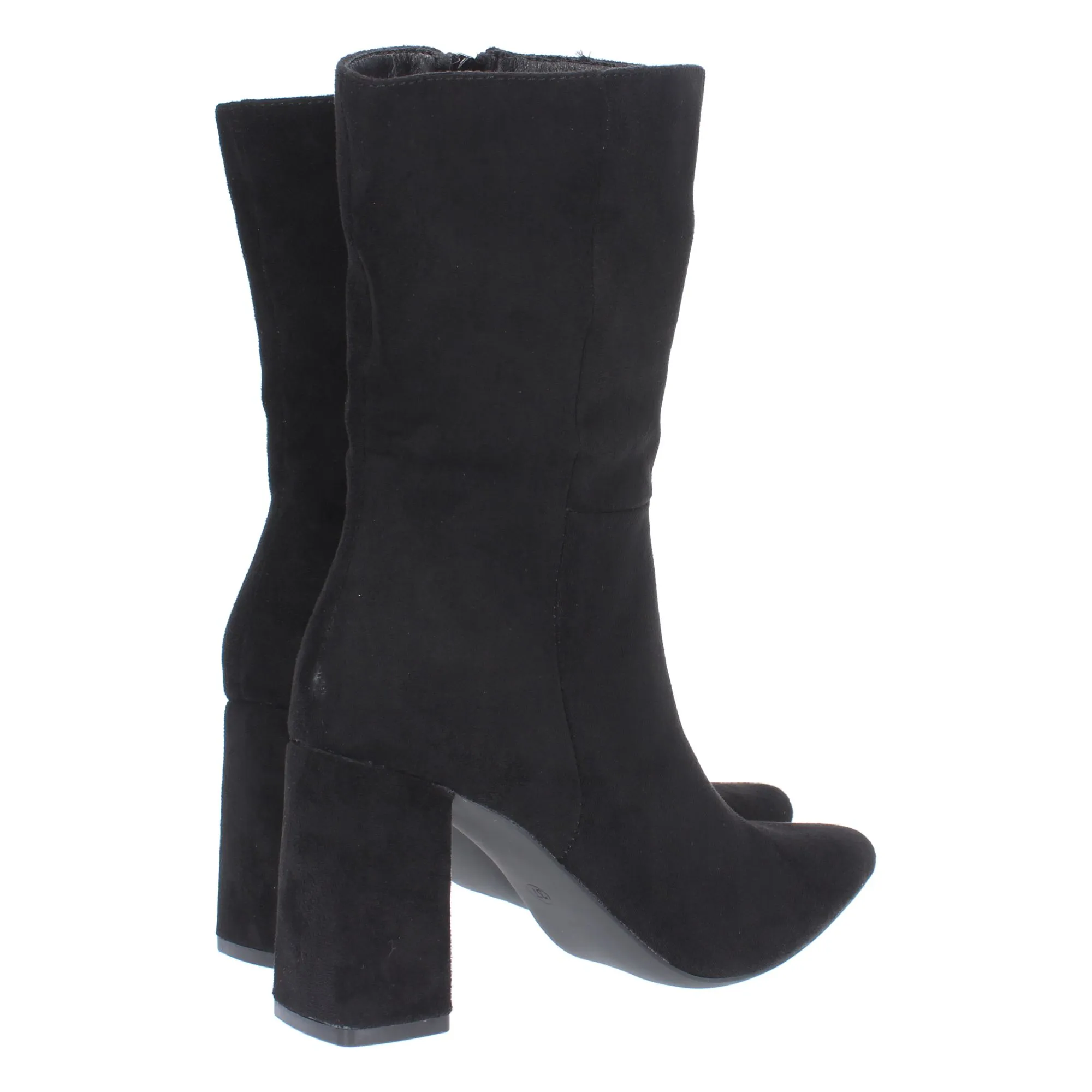 Bota de tacón medio punta fina caña arrugada mujer color negro