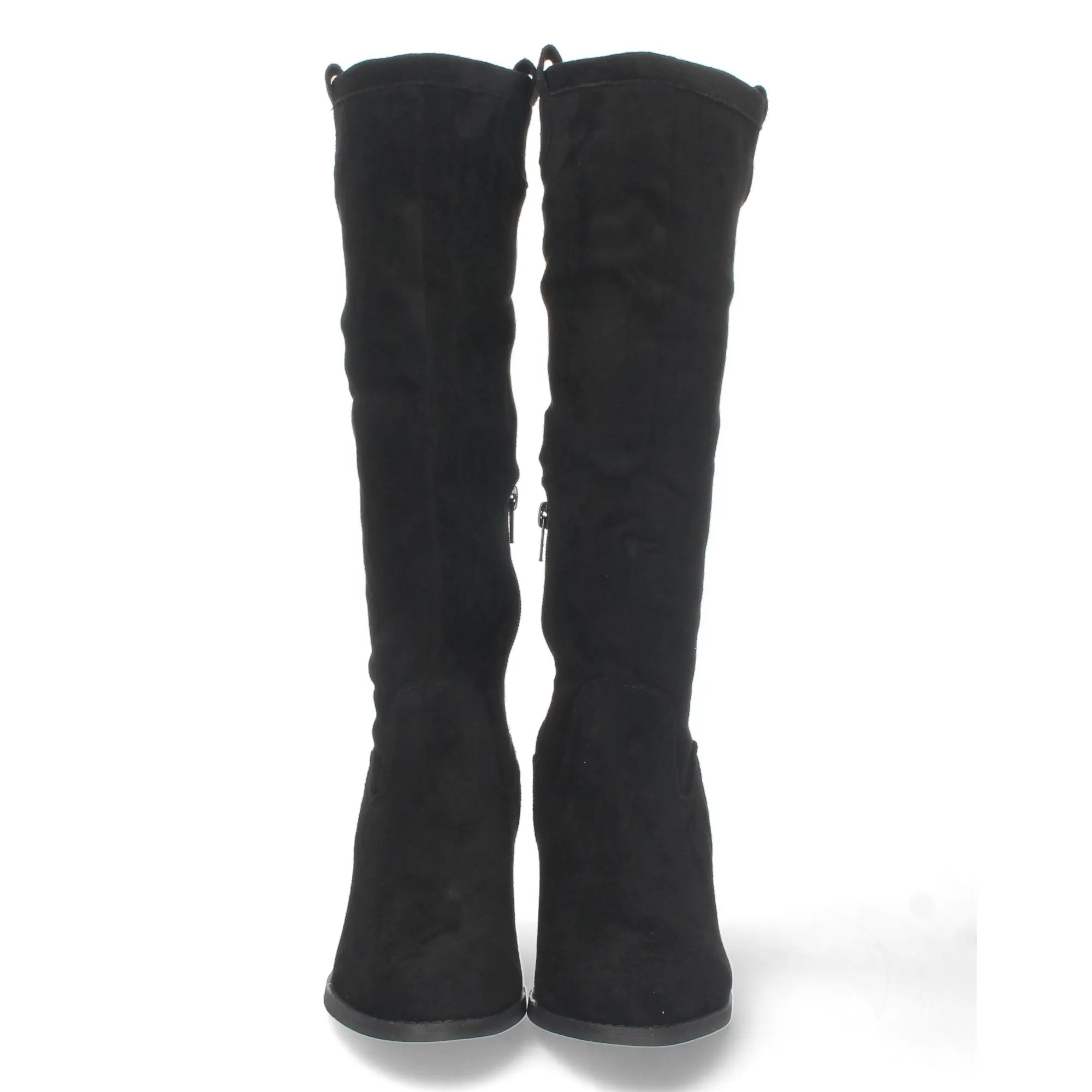 Botas altas tacón medio ancho con cremallera mujer color negro