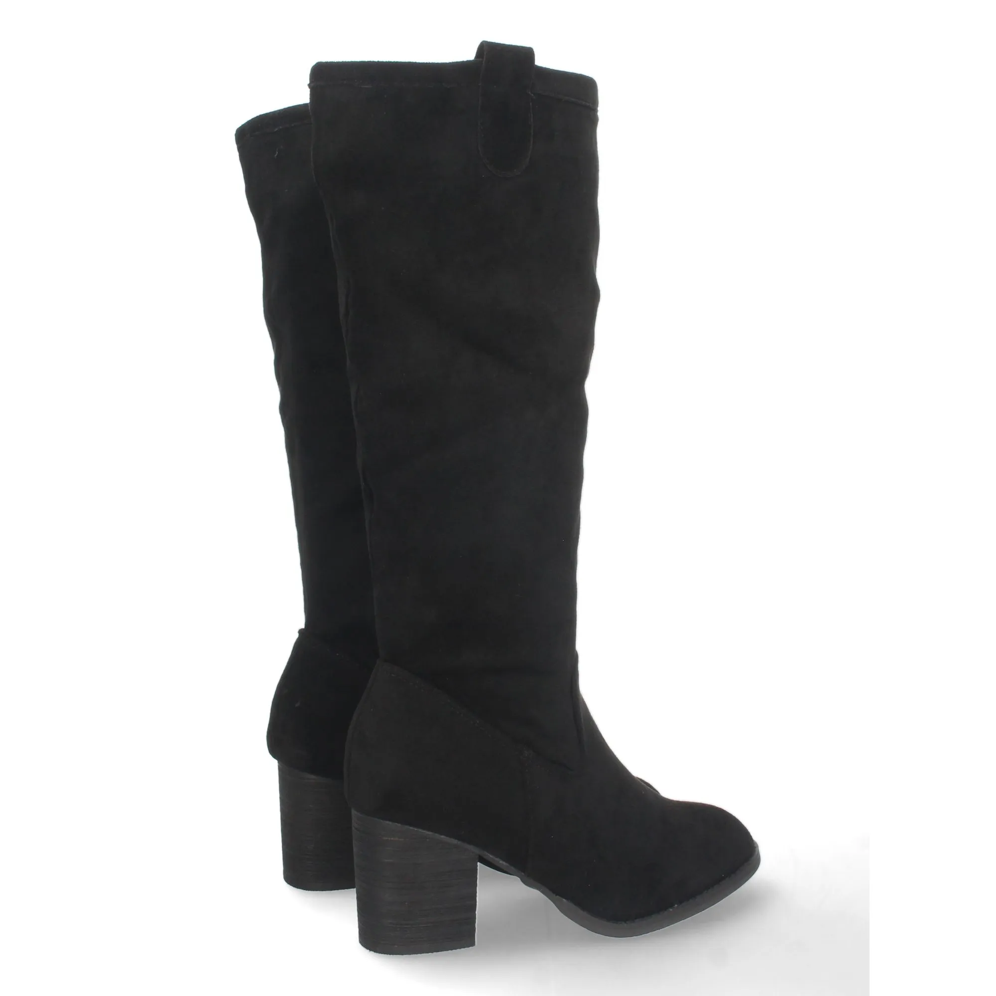 Botas altas tacón medio ancho con cremallera mujer color negro