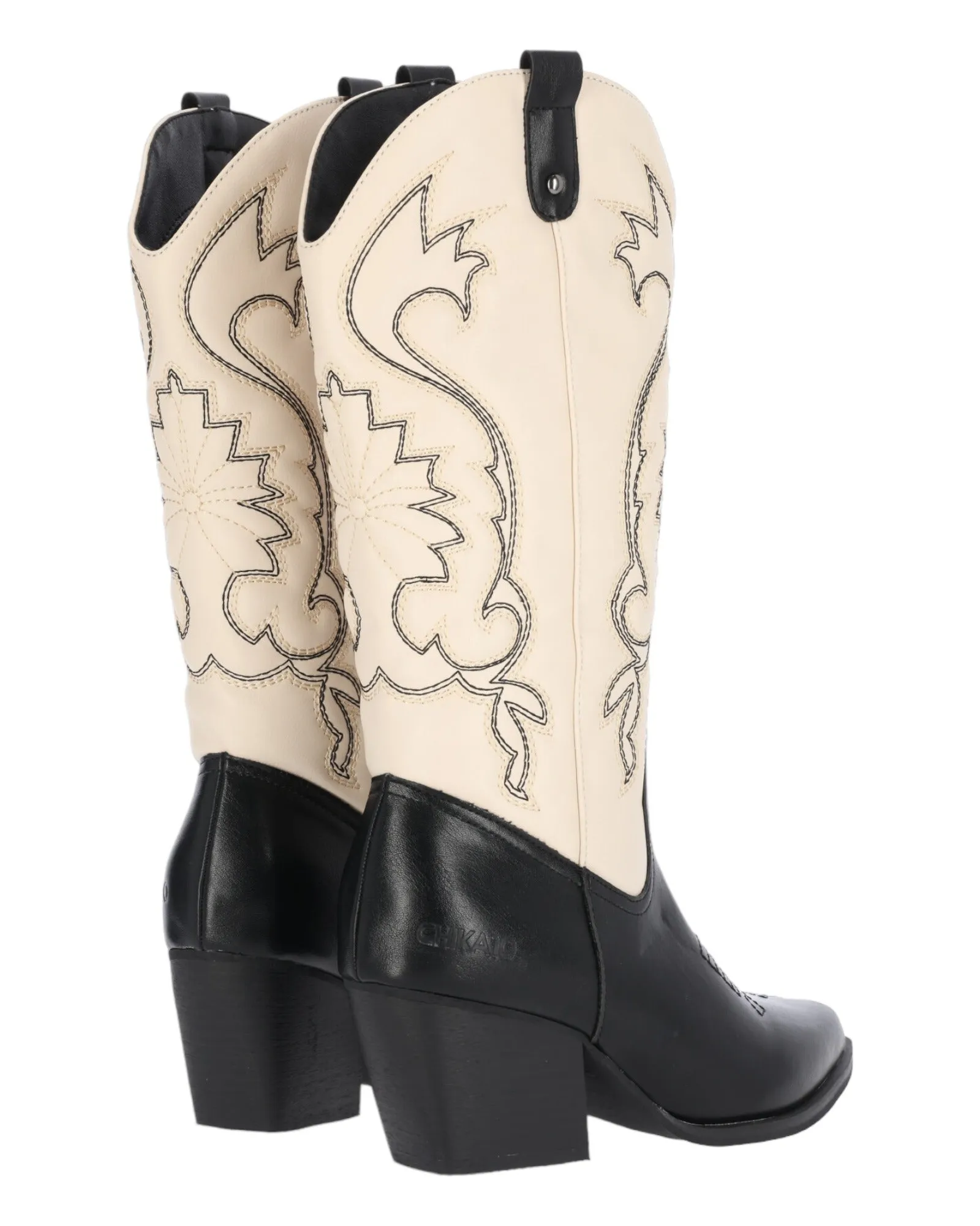 BOTAS DE MUJER CHIKA10 APACHE 10 EN HIELO COMBINADO CON NEGRO