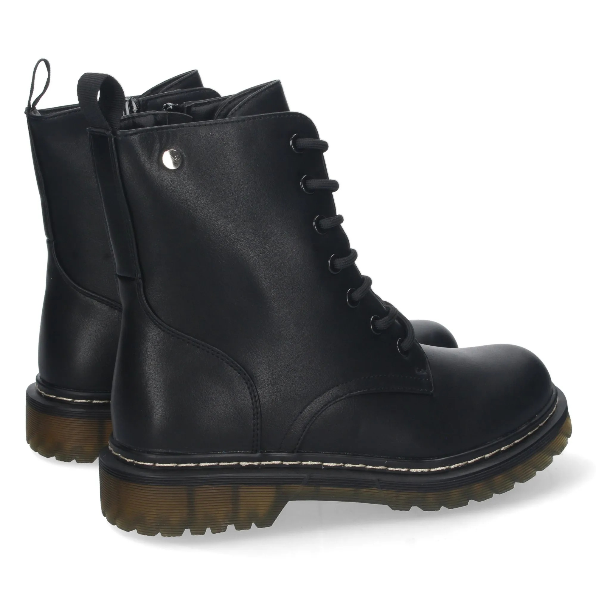 Botas estilo militar suela semi transparente mujer color negro